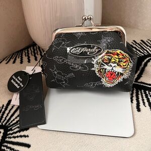 Ed Hardy Kisslock Shoulder Clutch Coin Pouch